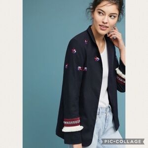 :Price Firm: Anthro Child of the Universe Mezze Embroidered Blazer in Navy